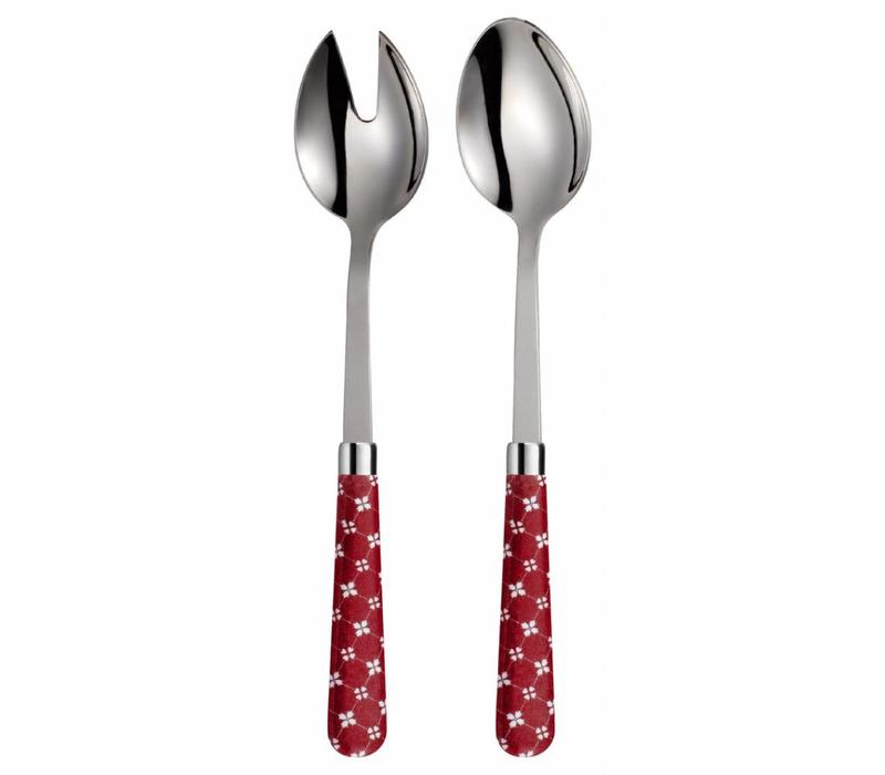 salad server campagne country chic red