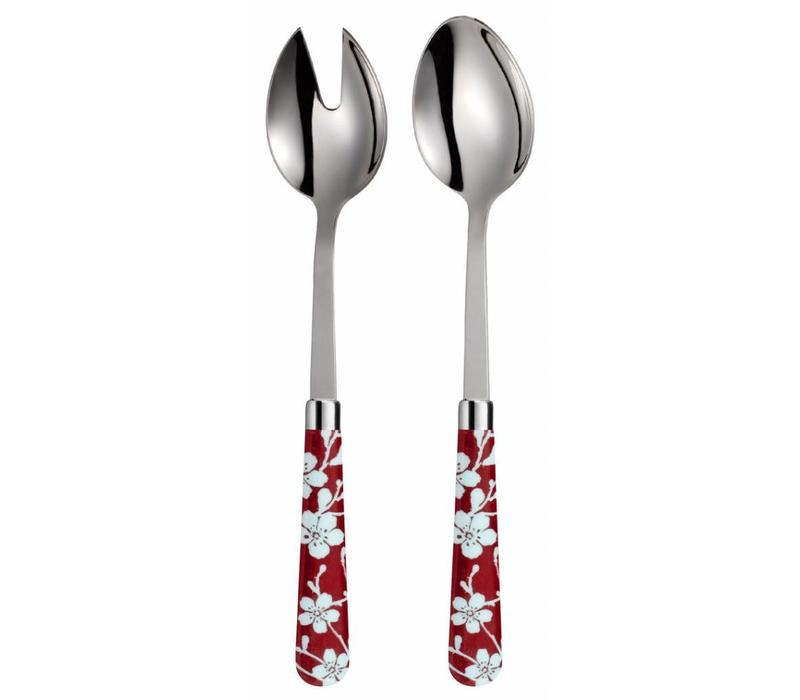 salad servers campaign flower red