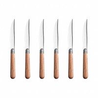 Antique Wood 6 Steak Knives Pine Wood