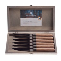 Antique Wood 6 Steakmessen Dennenhout