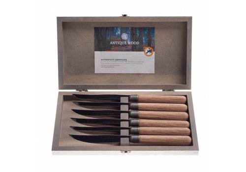Kom Amsterdam Antique Wood 6 Steakmessen Dennenhout