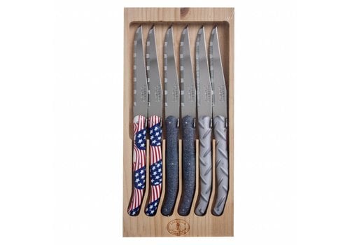 Laguiole Laguiole 6 Steakmesser USA in Holzdisplay