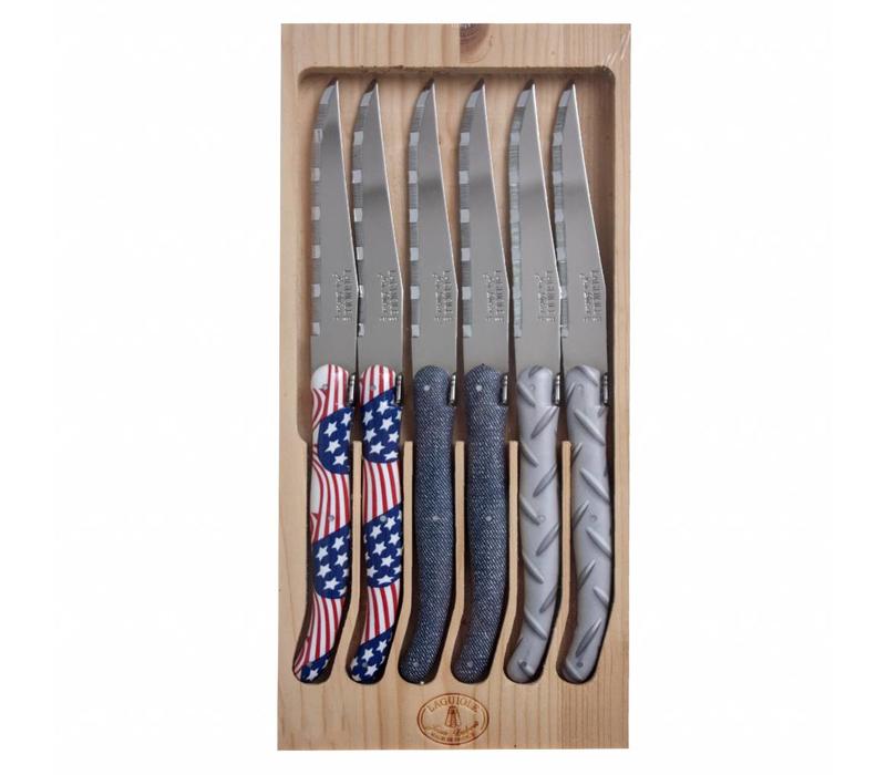 Laguiole 6 steak knives USA in display