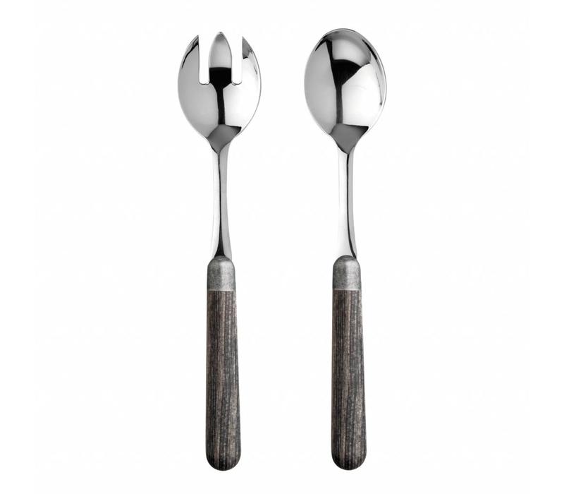 Antique Wood Salatbesteck aus Wengeholz