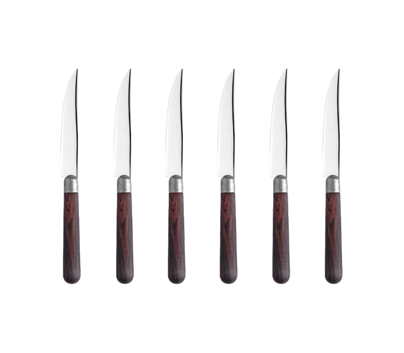 Antique Wood Bois 6 Couteaux à Steak Palissandre