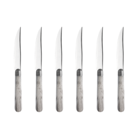 Antique Wood 6 Steak Knives Birch Wood