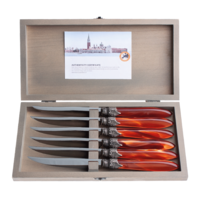 Murano 6 Steak Knives in Box Brique Orange