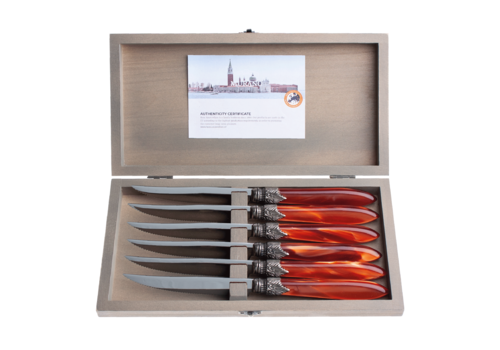 Murano Murano 6 Steak Knives in Box Brique Orange