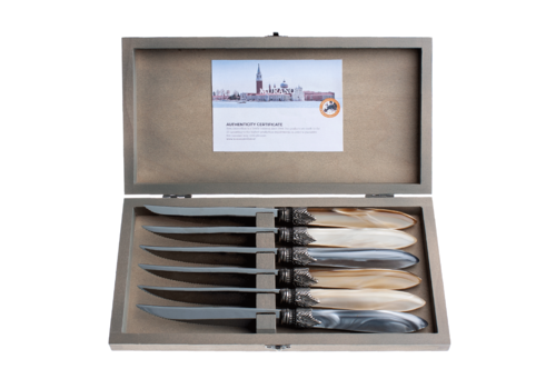 Murano 6 couteaux à steak Murano en coffret Château Mix