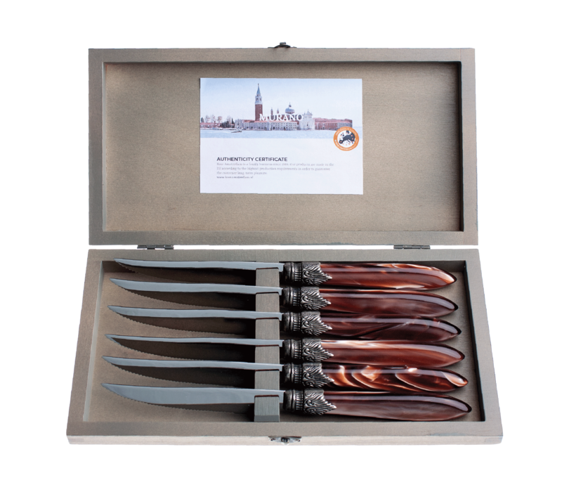 Murano 6 Steak Knives in Box Chocolat Brown