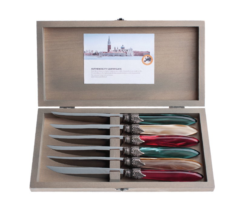 Murano 6 Steak Knives in Box Christmas Mix