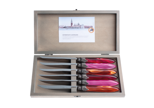 Murano Coffret de 6 couteaux à steak Murano Fire Mix