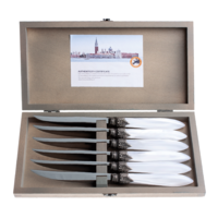 Murano 6 Steak Knives in Box Ice White