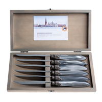 Murano 6 Steak Knives "Light Grey" in Box