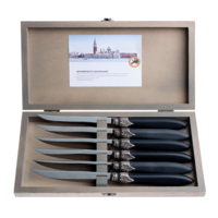 Murano 6 Steak Knives in Box Matt Black