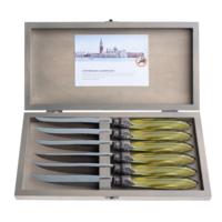 Murano 6 Steak Knives in Box Olive Green