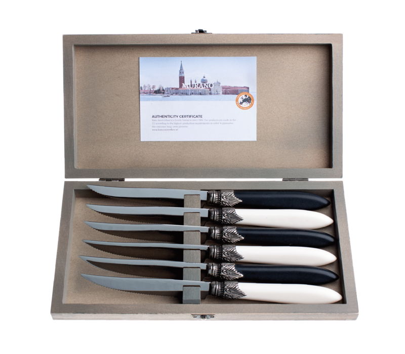 Murano 6 Steak Knives in Box Piano Mix