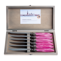 Murano 6 Steak Knives in Box Pink