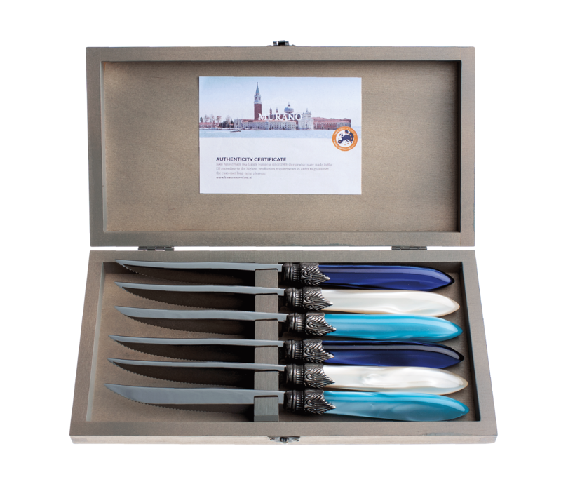 Murano 6 Steak Knives in Box Sea Mix