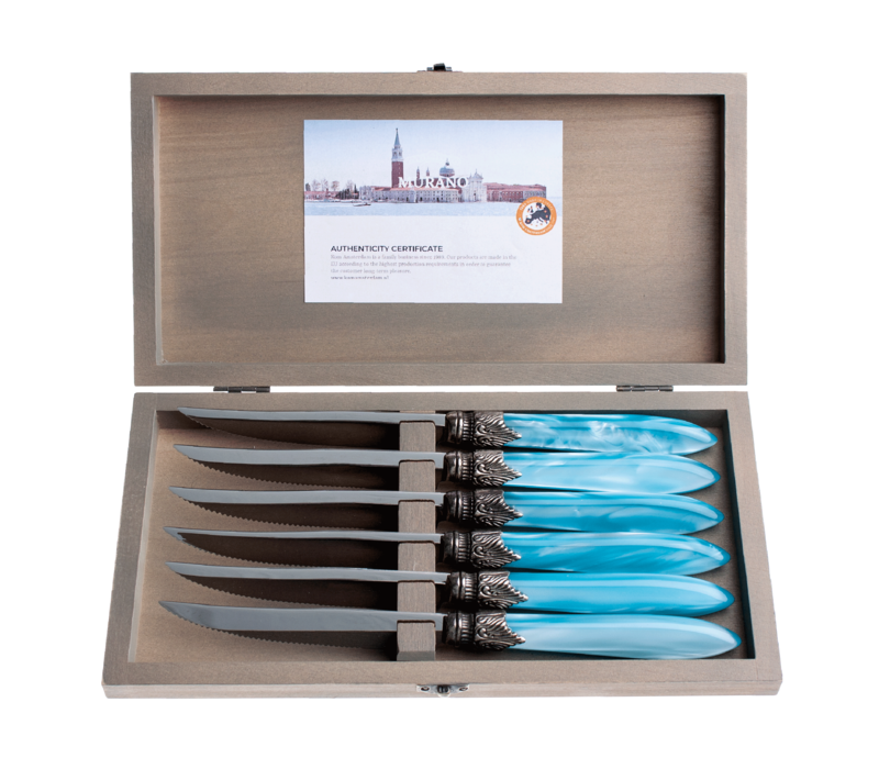 Murano 6 Steak Knives in Box Turquoise