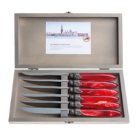 Murano 6 Steak Knives in Box Flame Red