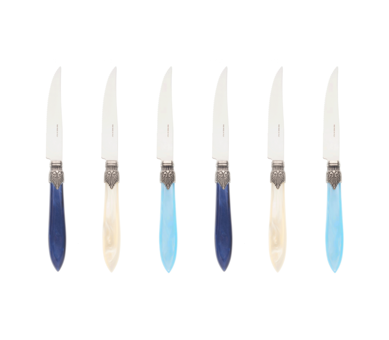 Murano 6 Steak Knives in Box Sea Mix