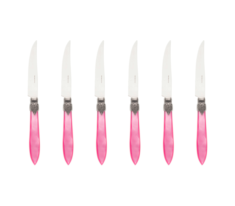 Murano 6 Steak Knives in Box Pink
