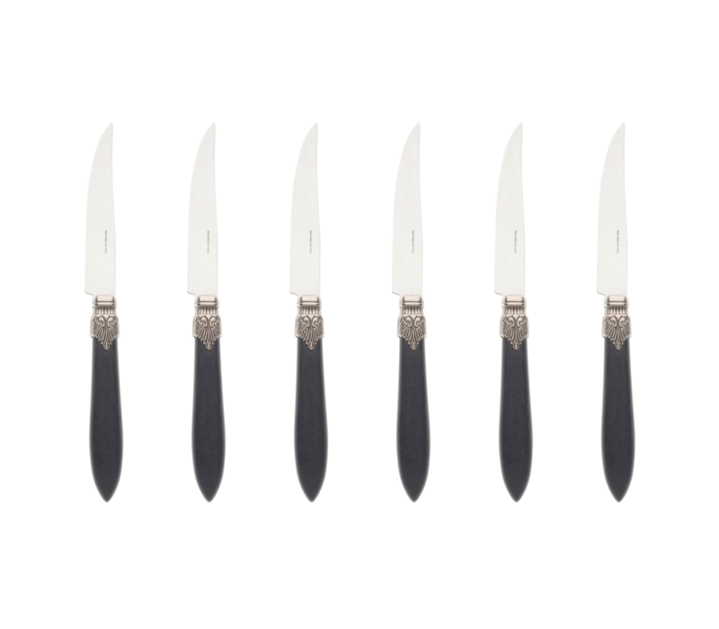 Murano 6 Steak Knives in Box Matt Black