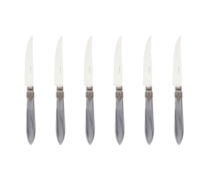 Murano 6 Steak Knives "Light Grey" in Box