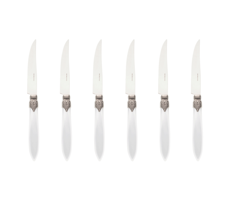 Murano 6 Steak Knives in Box Ice White