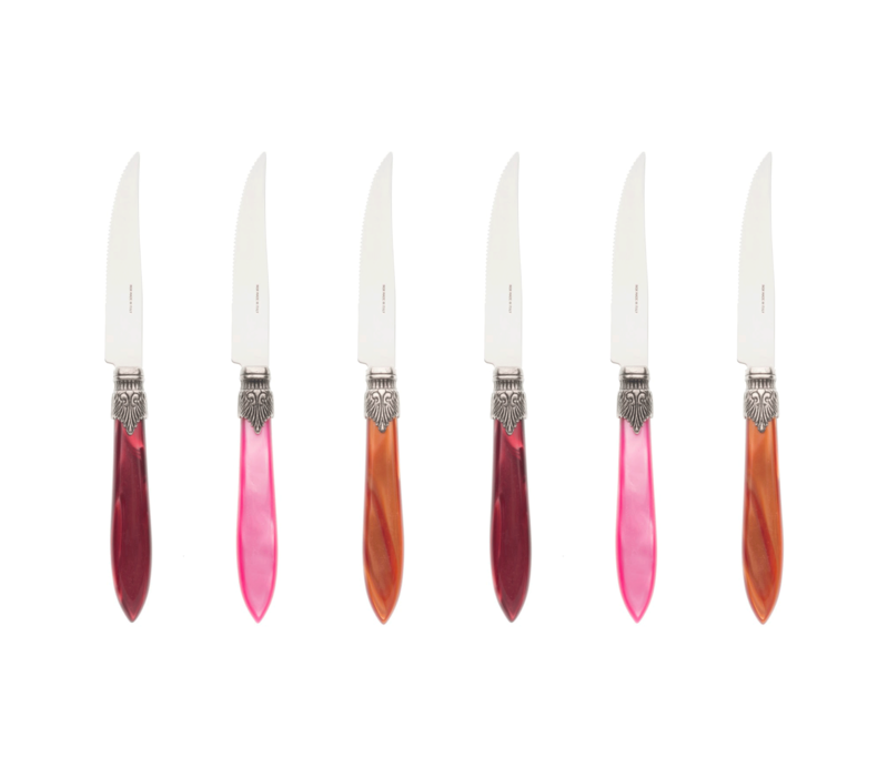 Coffret de 6 couteaux à steak Murano Fire Mix