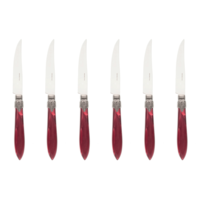 Murano 6 Steak Knives in Box Burgundy Red