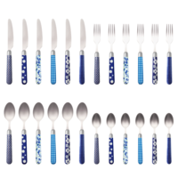 Couvert à la Carte 24-piece cutlery set mixed designs blue