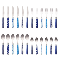Multi Colour 24-piece cutlery set mixed designs blue