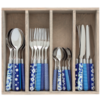 Multi Colour Couvert 24 pièces décors mixtes bleu