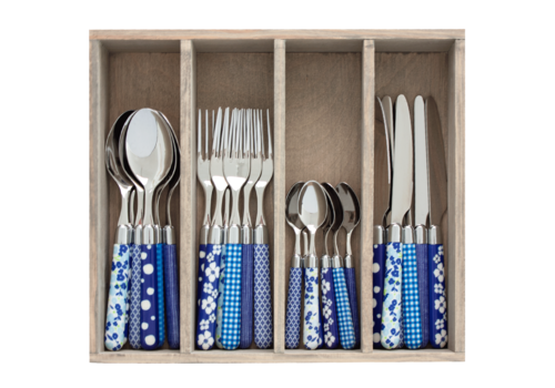 Kom Amsterdam Multi Colour 24-delige bestekset gemixte decors blauw