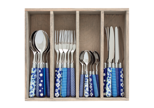 Multi Colour 24-piece cutlery set mixed designs blue