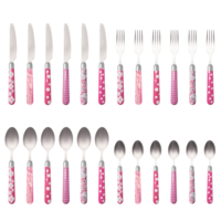 Multi Colour 24-teiliges Besteck-Set gemischte Dekore rosa