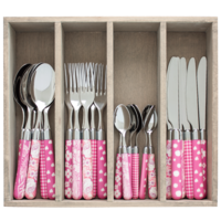 Multi Colour 24-delige bestekset gemixte decors roze