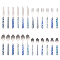 Multi Colour 24-piece cutlery set mixed designs sky blue