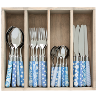 Multi Colour 24-piece cutlery set mixed designs sky blue