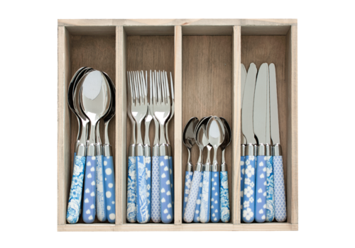 Kom Amsterdam Multi Colour 24-delige bestekset gemixte decors lichtblauw