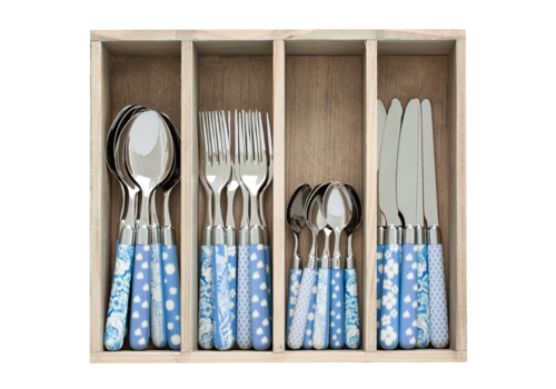 Multi Colour 24-piece cutlery set mixed designs sky blue