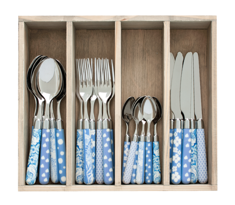 Couvert à la Carte 24-piece cutlery set mixed designs sky blue