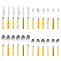 Multi Colour 24-teiliges Besteck-Set gemischte Dekore gelb