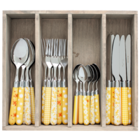 Couvert à la Carte 24-piece cutlery set mixed designs yellow