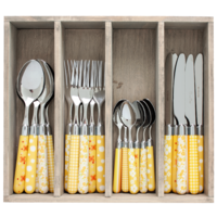 Multi Colour 24-teiliges Besteck-Set gemischte Dekore gelb