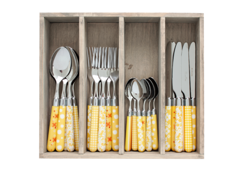 Kom Amsterdam Multi Colour 24-delige bestekset gemixte decors geel