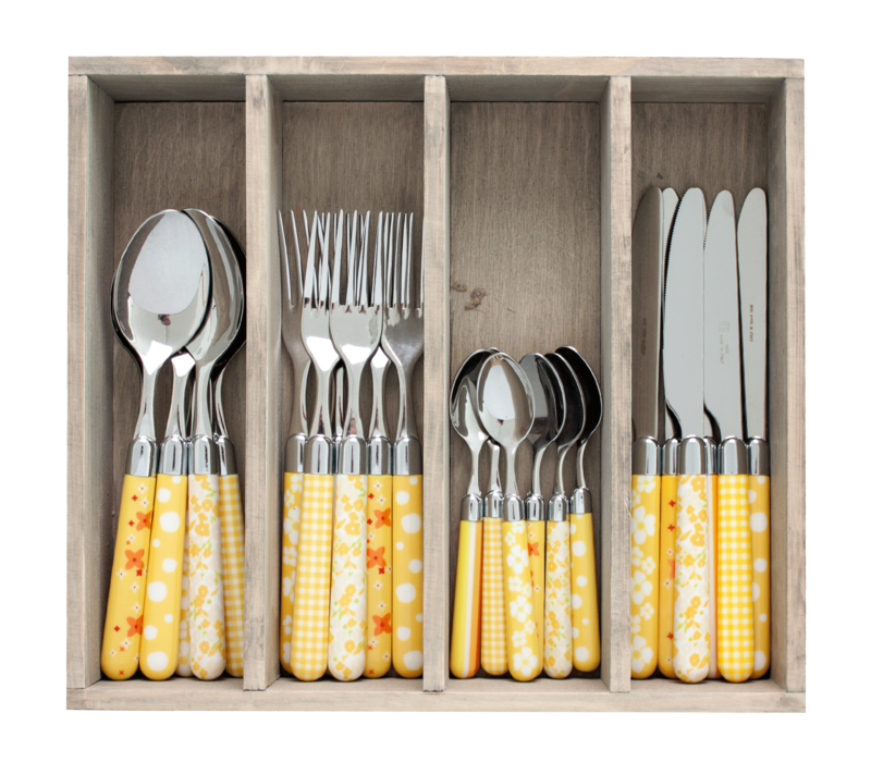 Multi Colour 24-teiliges Besteck-Set gemischte Dekore gelb