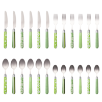 Multi Colour Couvert 24 pièces décors mixtes vert